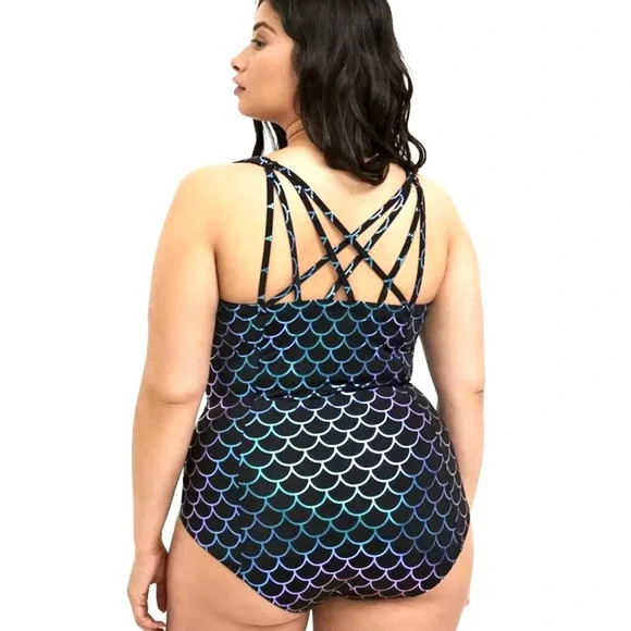 TORRID WOMENS 3-DD/F NWT Slim Fix Underwire Strappy Back One Piece Swimsuit HALO - Picture 4 of 15